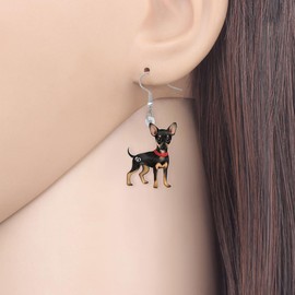 HUAGEO Acrylic Cute Chihuahua Dog Earrings Puppy Pets Dangle Charms Jewelry Comforting Gifts For Women Doggy Lovers Accessories (Black)
