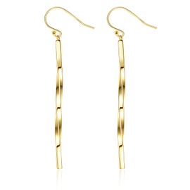 18K Gold Plated Sterling Silver Post Long Bar Dangle Earrings for Women, Gold Drop Earrings Hypoallergenic Jewelry Gift