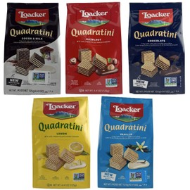 Inspired Candy Loacker Quadratini Wafer Cookies Variety 5 Pack- Vanilla Wafers Cookies, Chocola