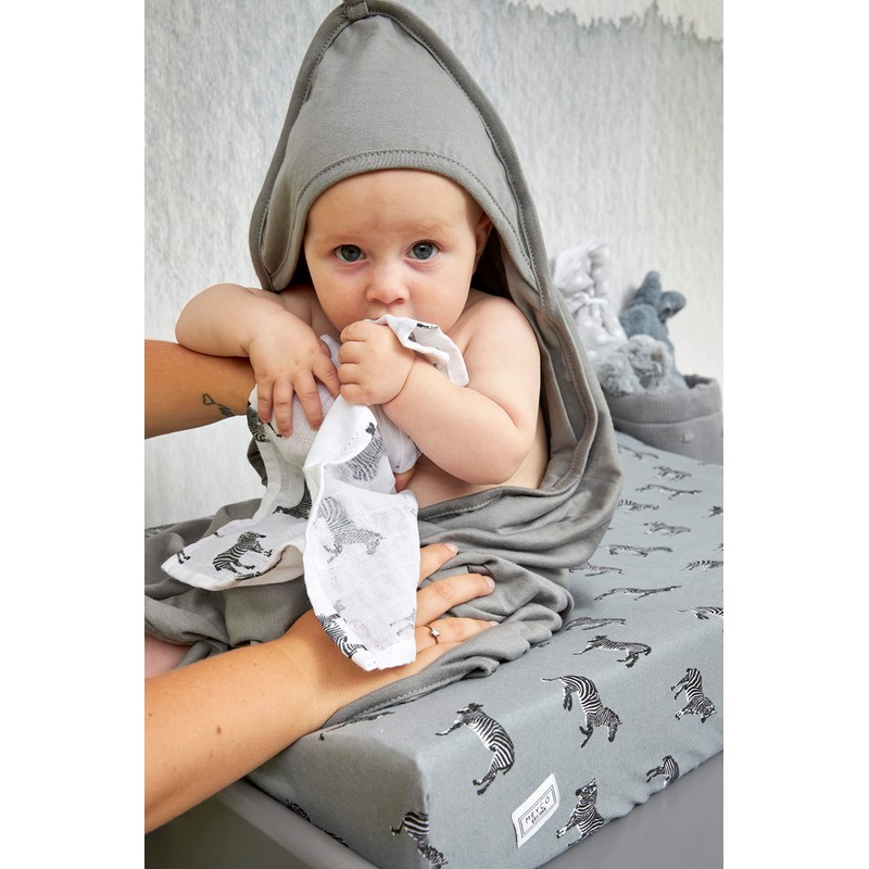 Meyco Baby Hooded Towel Cheetah Plain Grey 80 x 80