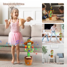Kids Dancing Talking Cactus for Baby Boys and Girls, Singing Mimicking Recording Repeating What You Say Sunny,Electronic Light Up Plush Toy with 124 English Songs Smart Toy
