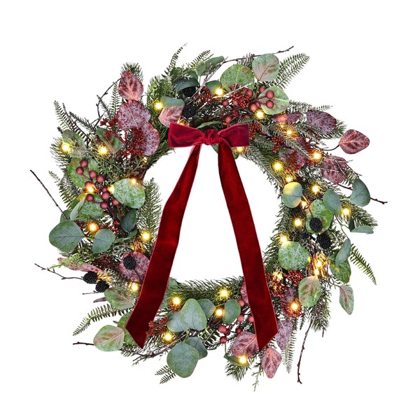 VERT NOOK VERT NOOK Artificial Christmas Wreath, 24 inch Pre-lit