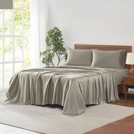Modern Threads 100% Tencel Lyocell 4-Piece Sheet Set, 400 Thread Count Luxury Bedding, Taupe, Full