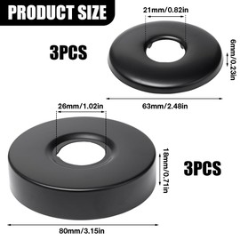 Rebanky Set of 6 Cover Rosette Stainless Steel Round Diameter 21 mm / 25 mm Shower Fitting Rosette Black Flat Cover Water Pipe Wall Pipe Cover Heating Pipe Rosettes for Shower Faucets Radiator Pipes