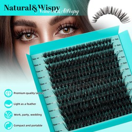 Lash Clusters Eyelashes Cluster Individual Wispy Lashes Thin Band for Lash Extension 240pcs Eyelashes for Beginners at home (50D)