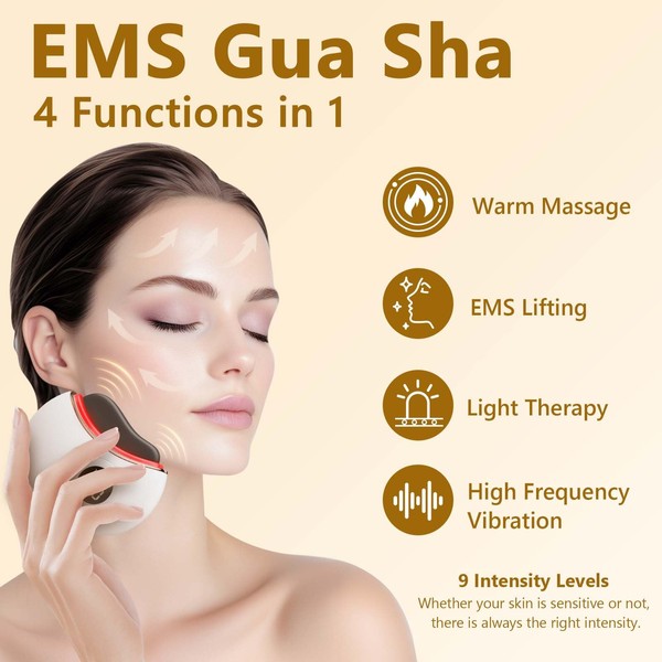 EMS Gua Sha Face Massager with 9 Heat and Vibration