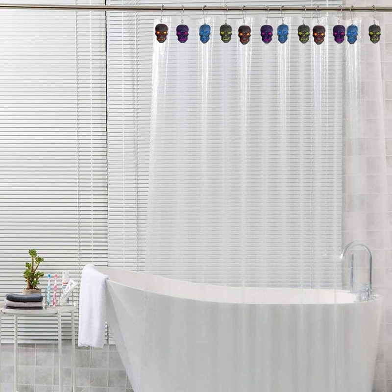 Skull Shower Curtain Hooks Set of 12, Rust-Resistant Stainless Steel