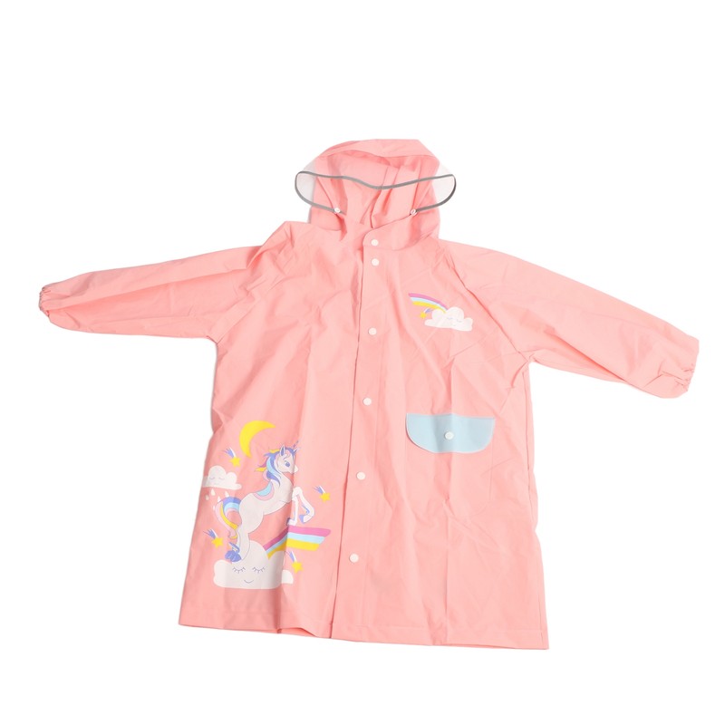 Kids Rain Ponchos with School Bag Cover Reusable Snap Button