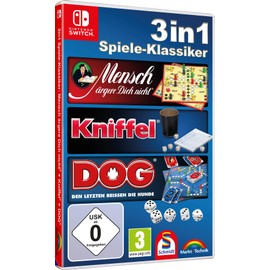 3 in1 Spiele Klassiker - Mensch ärgere dich nicht - Kniffel - DOG - Den letzten beißen die Hunde für Switch