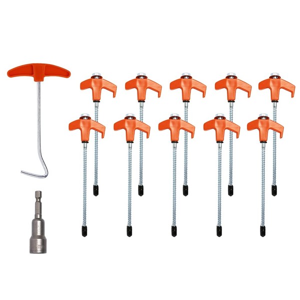 Abiyou 10PCS Drehbare Zeltheringe mit Gewinde, Heringe Stahl mit Gewinde,