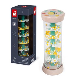 Janod - Wooden Rainmaker - Pure Collection - Baby and Toddler Toys - Development of Fine Motor Skills Visual and Acoustic Stimulation - Water-based Paint - From 6 Months, J05193