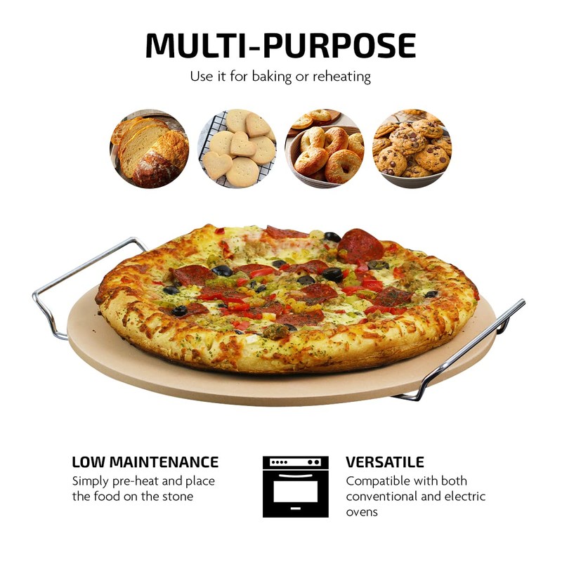 OVENTE 13" Round Pizza Stone for Oven and Grill, Heat
