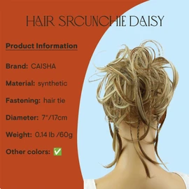 CAISHA XXL Scrunchie Messy Bun Hairpiece Braided Updo Slightly Wavy Voluminous Light Brown Blonde Mix G21D