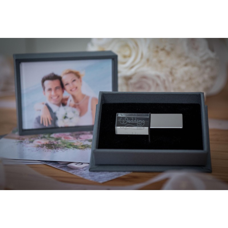 Crystal USB Flash Drive with Box Wedding Design - Elegant