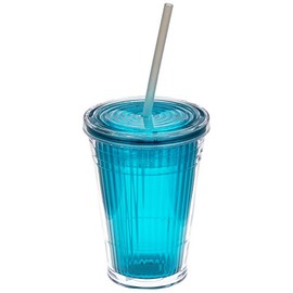 Gimex Blackberry Acrylic Tunbler with lid and straw (Blue)
