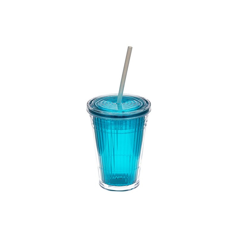 Gimex Blackberry Acrylic Tunbler with lid and straw (Blue)