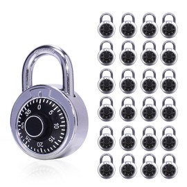 DAERDUO 24 Pack 50 mm (2") Black Dial Combination Padlocks, Hardened Steel Shackle, Locker Keyless Combination Locks for Gym Lockers, School Lockers, Office Lockers, and Toolboxes
