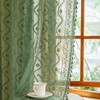 WAZZIO Dark Green Lace Curtains 63 Inch 2 Panel- Victorian Sheer Drapes with Floral Pattern Cute Tassel, Rod Pocket Non See Through Semi-Sheer Privacy for Bedroom,Living Room (Set of 2, W52 xL63)