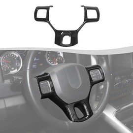 SQQP Steering Wheel Cover Trim Interior Decoration Accessories for 2011-2018 Dodge Ram1500 2500 3500 (Carbon Fiber)