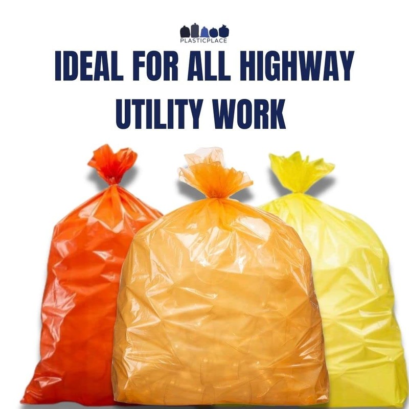 Plasticplace 55-60 gallon Trash Bags │ 1.2 Mil │ Orange