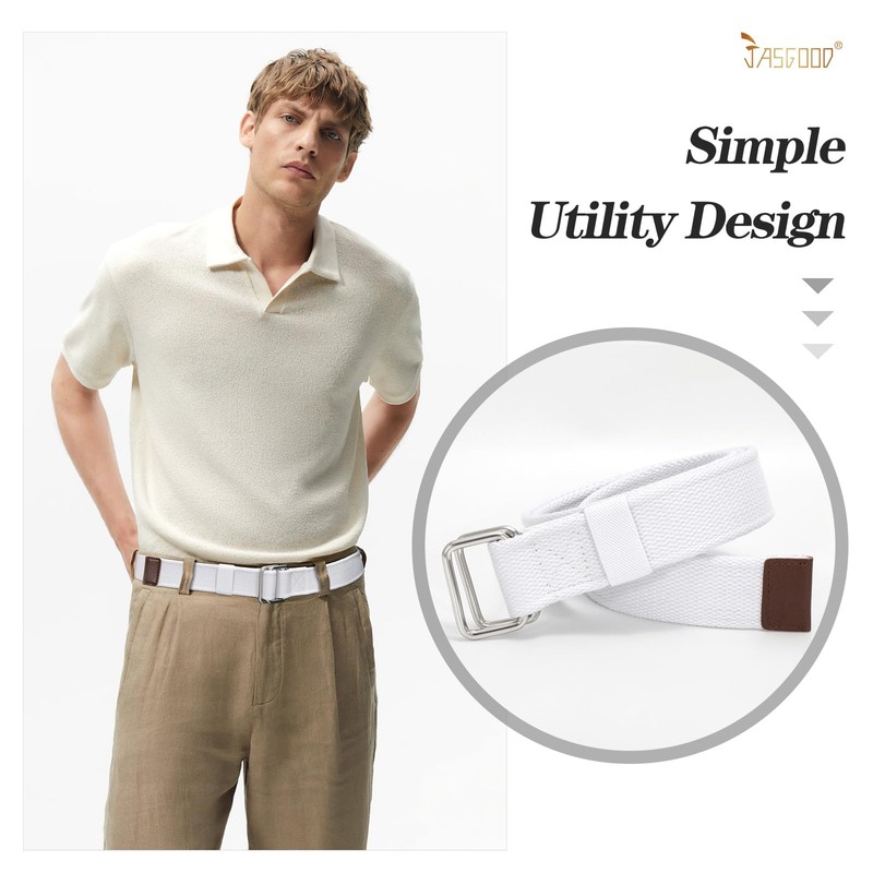 JASGOOD Men Canvas Fabric Belts Casual Web Cloth Belts with