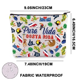 Costa Rica Makeup Bag Travel Gift Pura Vida Costa Rica Holiday Zipper Bag, Costa Rica, United Kingdom