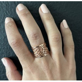 Dewyld Contemporary geometric modern eagle ring in rose gold new - adjustable size