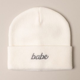 MIRMARU Winter Skull Beanie Soft Knitted Embroidered Folded Cuff Beanie Cap for Men & Women (Babe, Off White)