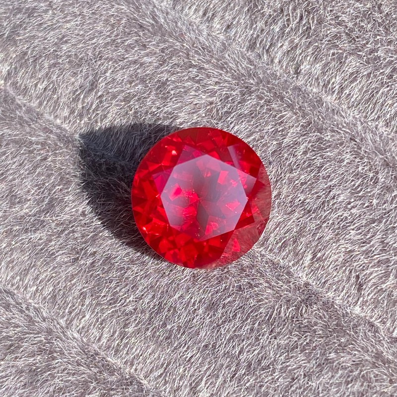 Round Created Ruby Loose Gemstone, Lab-Grown Corundum, Perfect for Jewelry