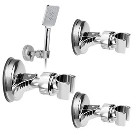 3PCS Adjustable Shower Head Holder Wall Mount, No Drill Removable Handheld Shower Head Holder with Vacuum Suction Cup, Waterproof Shower Wand Holder for Bathroom