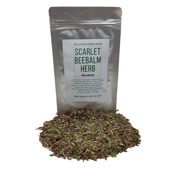 Scarlet Beebalm Herbal Tea, Mountain Balm Herb with Flowers -