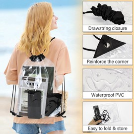 AdiStylinno Pack of 2 Backpack with Drawstring, Unisex Clear Drawstring Gym Bag, Foldable Swimming Bag, Waterproof Sports Bag, Adjustable Lightweight Gym Bag for Sports Swimming, black