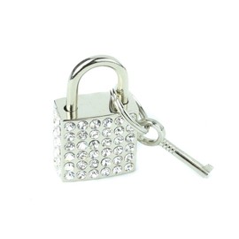 CYBERGOTH Crystal Rhinestone Square Mini Padlock With Key