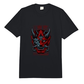 Japanese Demon Art face Skull Devil Harajuku Aesthetic tees Comfort Colors Adult Heavyweight T-Shirt