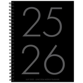Basic Black Academic July 2025 - June 2026 8.5 X 11 Weekly Monthly Softcover Planner
