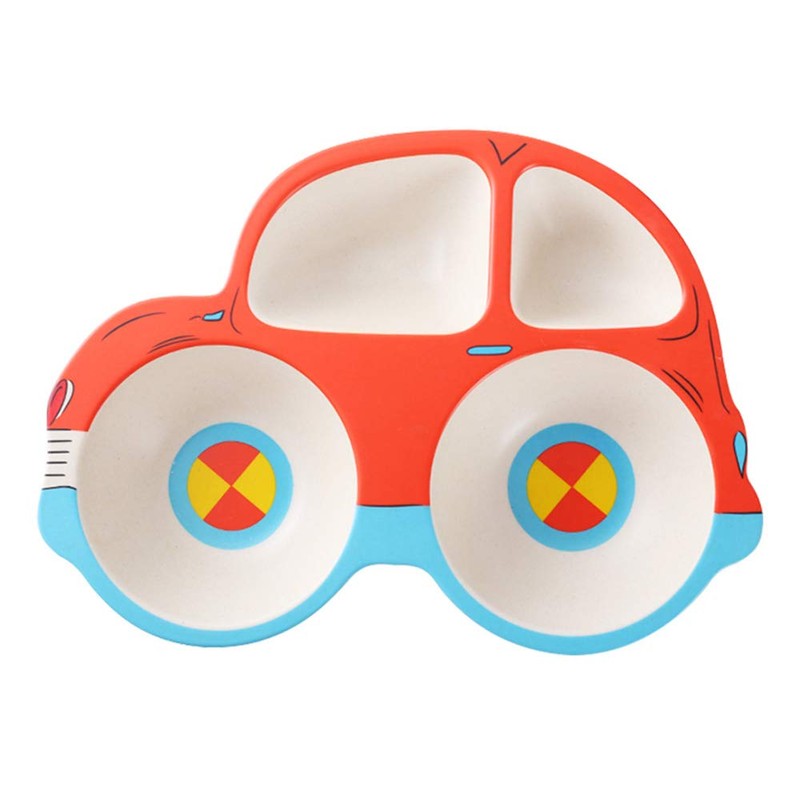 Bamboo Dinnerware Set for Kids Toddlers Car Plate Bowl Cup