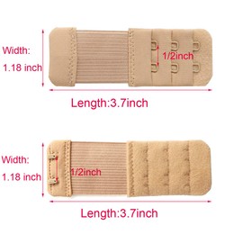 SAMGU Women's Bra Extenders 2 Hook Elastic Stretchy Bra Extension Strap (one size, 2 Hook 1/2 inch, Skin Color)
