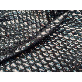 Mermaid Scale Fabric Fish Story Foil Iridescent Stretch Spandex Material - 150cm Wide - Black on Black (10cm x 15cm Sample)