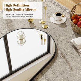 VETROVUE 32x34 Arch Wall Mirror, Bathroom Mirrors for Over Sink, Metal Frame Black Bathroom Vanity Mirror for Entryway, Bedroom, Living Room, Wall Decor