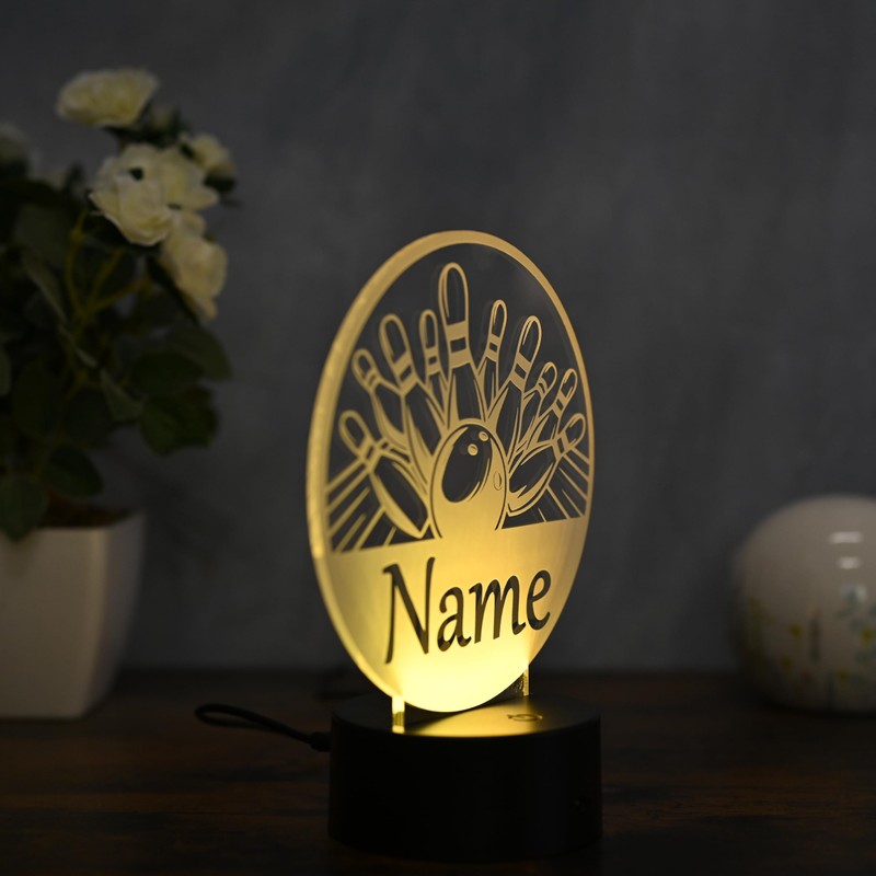 Optechvisual Personalisierte Bowling LED Lampe – Geschenk zum Geburtstag für