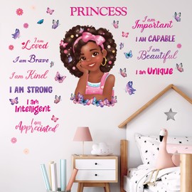 DECOWALL SG2-2405 Black Girl Magic Wall Stickers Kids Nusery Wall Decals Peel and Stick Home Art Baby Girls Room Decor Color Playroom Bedroom Pink Cute Butterfly Inspirational Quotes Princess