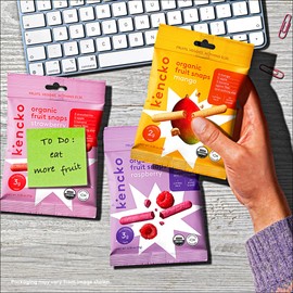 kencko Fruit Snaps Organic Freeze Dried Fruit Snacks - Variety Pack - Strawberry, Raspberry, Mango - Crispy, Crunchy, 100% Real Fruit Sticks - Healthy, Natural, Vegan, Gluten Free - 6 Pack