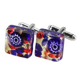 GlassOfVenice Murano Glass Venetian Classic Square Cufflinks - Blue Red