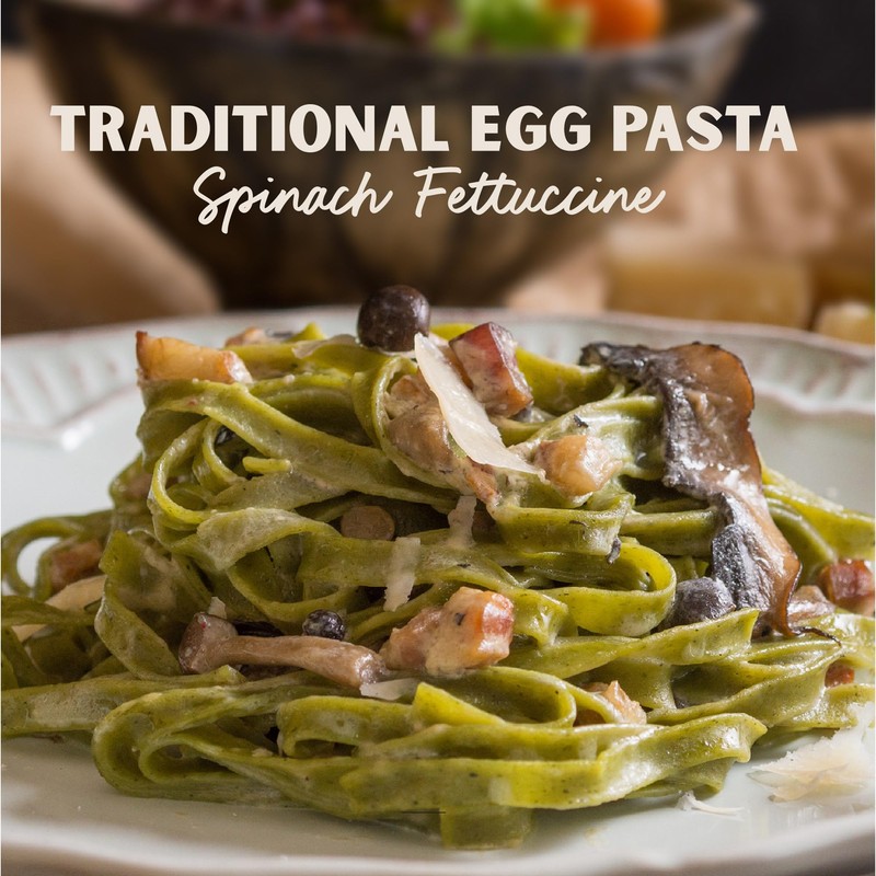 Al Dente Spinach Fettuccine – All-Natural, Hand-Crafted Egg Pasta. Traditional