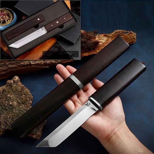 KEPEAK Full Tang D2 Steel Tanto Knife Fixed Blade Tactical