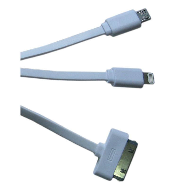 MyCableMart USB Multi-Port Charge-ONLY Cable for Apple(TM) 30pin, Lightning, Micro-B