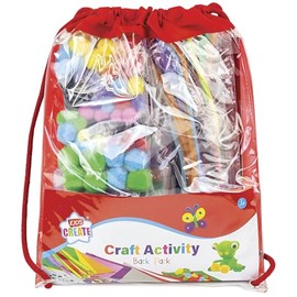 DesignGroup Kids Activity Pullstring Bag Filled with Assorted Arts and Crafts Supplies & Accessories