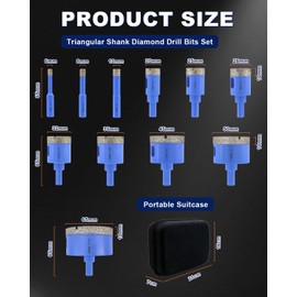 Diamond Tile Hole Saw Kit - 11Pcs 1/4'', 5/16'', 3/8", 4/5'', 1'', 1-1/8", 1-1/4", 1-3/8'', 1-3/4'', 2'', 2-1/2'' Drill Bits Set for Porcelain Tile Ceramic Granite Marble