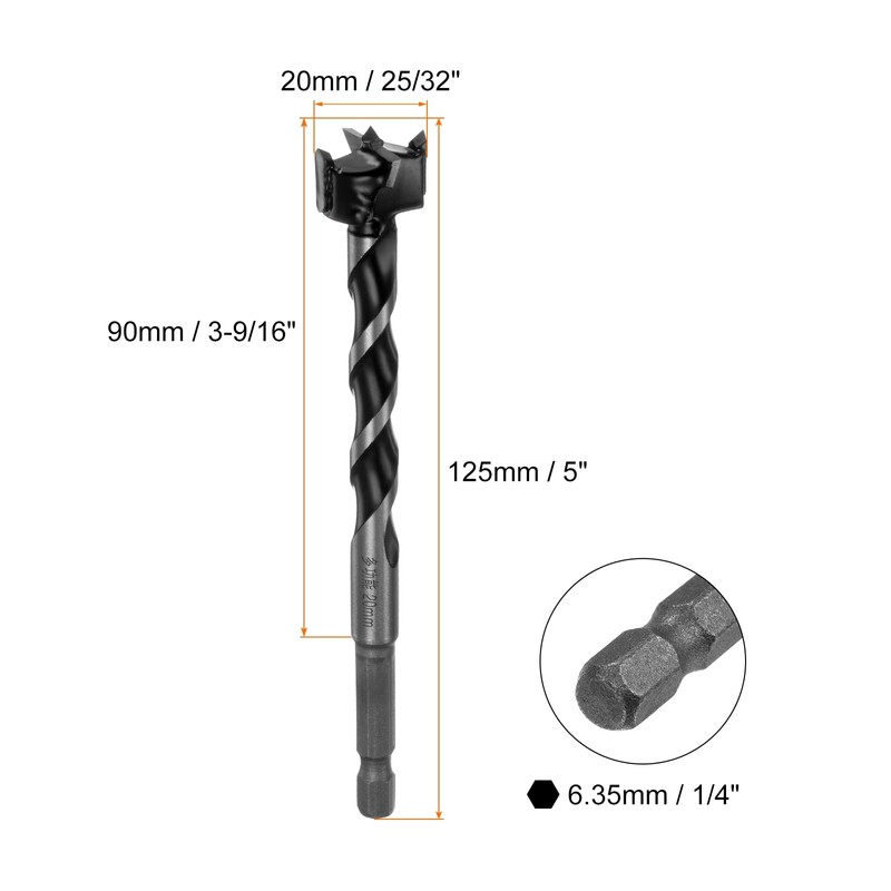 QUARKZMAN Forstner Drill Bit 20 mm (25/32 Inch) Diameter 125
