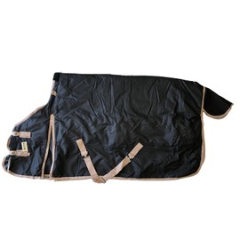 AJ Tack 1200D Waterproof Winter Horse Blanket - 400g Heavyweight Turnout with Fleece Collar, Shoulder Gussets & Tail Flap - Black 70"